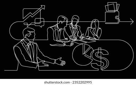 business concept one line drawing illustration of work process