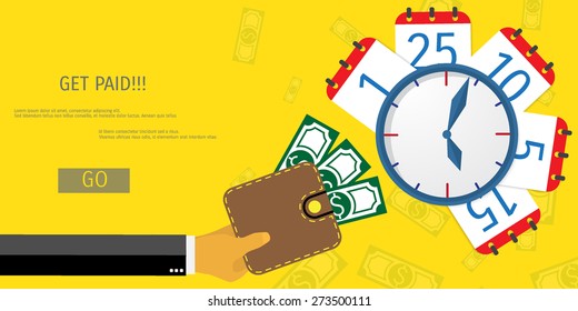 Business concept for online internet banking, finance investment, pay day, time is money.