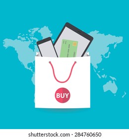 Business concept. Online shopping. vector