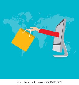 Business concept. Online shopping. vector