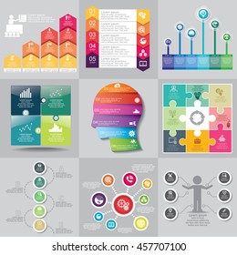 Business concept options, parts, steps or processes. Can be used for workflow layout, diagram, number options, web design.