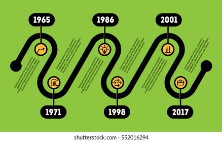 Business concept with options, parts, steps or technology processes. Horizontal Infographic timeline. Vector web template for presentation. Time line of Social tendencies and trends graph