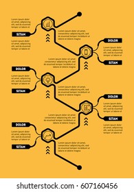 Business concept with options, parts, steps or technology processes. Vector web template for presentation or mindmap. Time line of Social tendencies and trends graph. Vertical Infographic timeline. 
