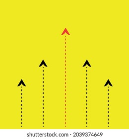 Business concept. paper airplane flying changing direction on blue sky of business teamwork and one different vision. Leader, New idea, boss, manager, winner concept, trend. Vector illustration

