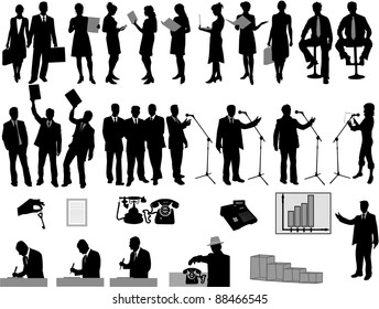 Business concept - people and icons