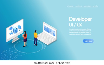 Business concept peoples working UI / UX Development. Vector illustrations.