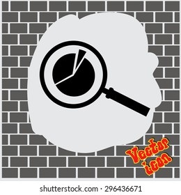 Business Concept with Pie Chart and Magnifying Glass. Vector