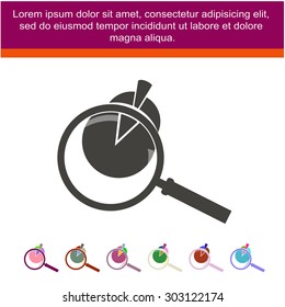 Business Concept with Pie Chart and Magnifying Glass. Vector