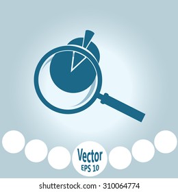 Business Concept with Pie Chart and Magnifying Glass. Vector