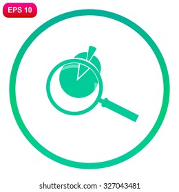 Business Concept with Pie Chart and Magnifying Glass. Vector icon.