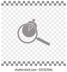 Business Concept with Pie Chart and Magnifying Glass. Vector icon.