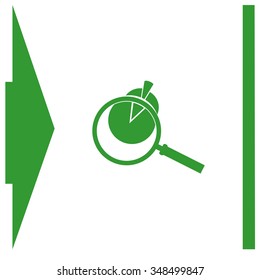 Business Concept with Pie Chart and Magnifying Glass. Vector icon.