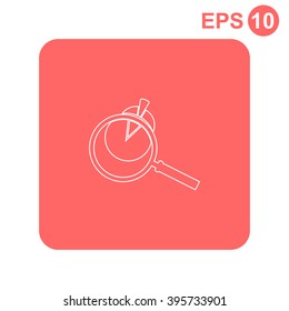 Business Concept with Pie Chart and Magnifying Glass. Vector icon.