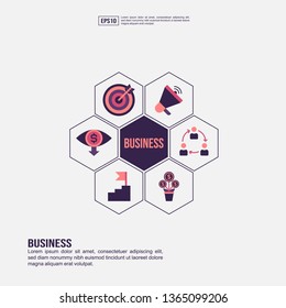 Business concept for presentation, promotion, social media marketing, and advertising. Minimalist business infographic with flat icon