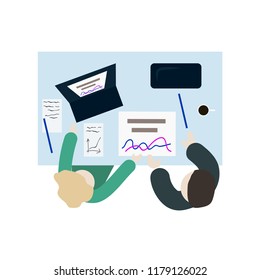   Business. Concept. Production schedules, financial reports, office concept, project discussion