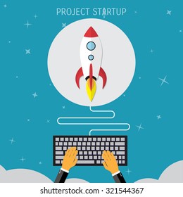 Business concept for project startup. Rocket launch.