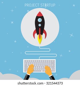 Business concept for project startup. Rocket launch.