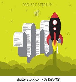 Business concept for project startup. Rocket launch.