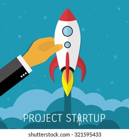 Business concept for project startup. Rocket launch.