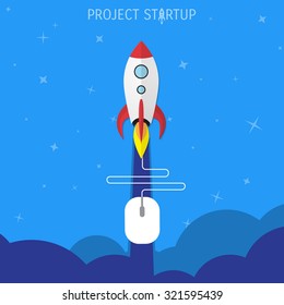 Business concept for project startup. Rocket launch.