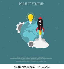 Business concept for project startup. Rocket launch.
