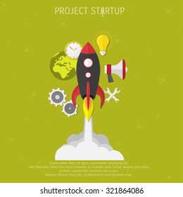 Business concept for project startup. Rocket launch.