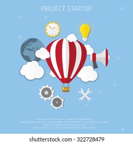 Business concept for project startup. Rocket launch.