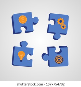 Business concept. Puzzle elements. Vector illustration.