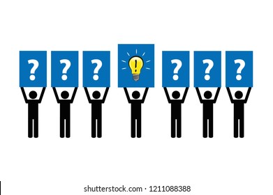 business concept with questions and idea pictogram vector illustration