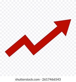 Business concept with red moving upward arrow of growing graph.