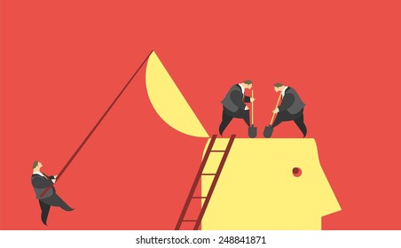 business concept of residence in the brains of young people metaphor delve into the minds of others