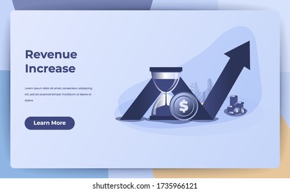 Business Concept, Revenue Increase. High Interest Rate, Income Growth, Budget Profit, Financial Fund Growth, Finance Growth Vision, Return On Investmen Landing Page. Flat Design, Vector Illustration