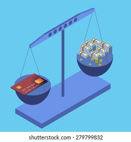 Business concept scales isometric flat design infographic template 