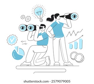 Business concept. Search for profitable investments. Data analysis and management. Database reporting, charting