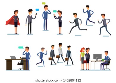 Business concept. Set of business characters working in office. Vector illustration design
