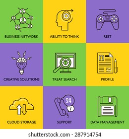 The business concept. Set of icons on white background.
