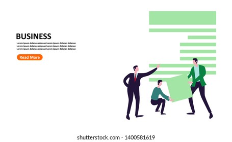 Business concept with simple people character. online ecommerce business in modern flat design template for web landing page, banner, presentation, flyer, poster, social media. Vector illustration 