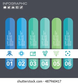 Business concept with six options. Vector infographic of technology or education process. Web Template of a chart, diagram or presentation.