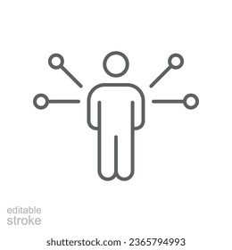 Business concept skill training line icon. Goal competence solution, ability improvement skills concept. Idea of self development. Editable stroke Vector illustration Design on white background EPS10