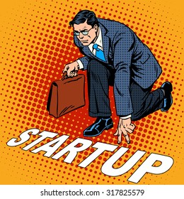 Business concept start-up businessman. Venture Fund or a startup company. Retro style pop art