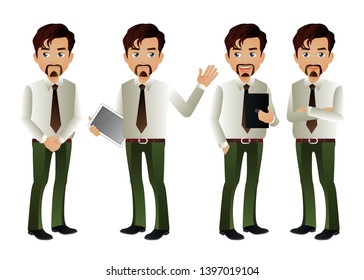 Business concept of success, achievement. Successful businessman character set