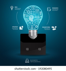 Business Concept success business bag Modern Design with bulb infographic template 