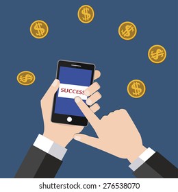 business concept / success / money / mobile / vector / illustration
