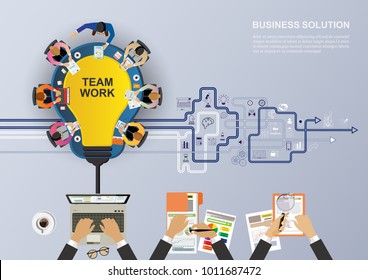 Business concept for business team to analyze the audit to find and solutions to the financial, tax, business data in various fields. Vector illustration.