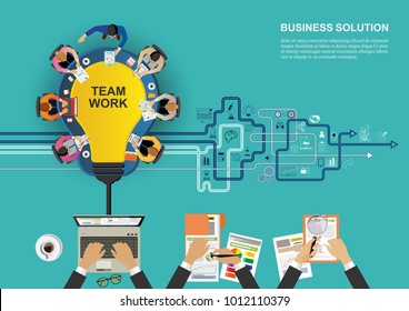 Business concept for business team to analyze the audit to find solutions to the financial tax, business data in various fields. Vector illustration.