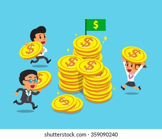 Business concept business team with big coins