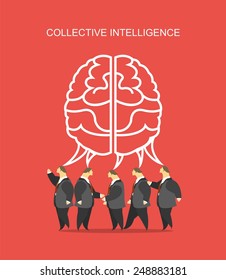 business concept business team crowd over them big brain metaphor for the collective intelligence