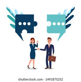 Business concept. Team metaphor. people connecting puzzle elements. Vector illustration flat design style.