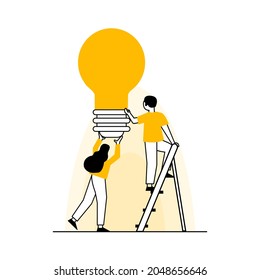 Business concept. Team metaphor. people connecting puzzle elements. Vector illustration flat design style. Symbol of teamwork, cooperation, partnership vector