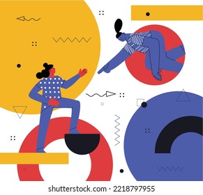 Business concept. Team metaphor. people connecting puzzle elements. Vector illustration flat design style. Symbol of teamwork, cooperation, partnership vector